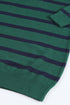 Striped O-Ring Zip Front Collared Drop Shoulder Long Sleeve Sweater Dress